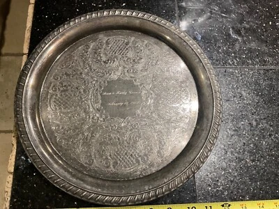 Plato redondo de plata Oneida vintage de 15 pulgadas para servir  Foto 1 de 4