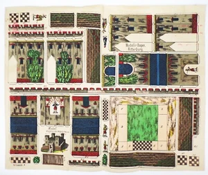 Alter Bastelbogen Modellierbogen um 1880 koloriert Ritterburg wohl Neuruppin - Bild 1 von 3