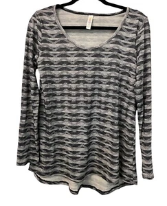 LuLaRoel Damen Lynnae Small SCHWARZ GRAU Langarmshirt Oberteil hoher niedriger Saum T-Shirt - Bild 1 von 4