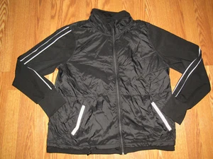 NEW Womens TANGERINE Black Active Stripe Exercise Jacket Full Zip S Small - Picture 1 of 3