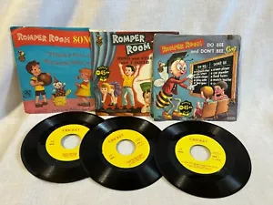 3 Vintage Romper Room 45 Rpm Records Do Bee Bend & Stretch Punch a Ball - Picture 1 of 14
