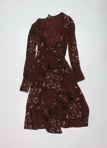 French Connection Womens Brown Geometric Viscose Wrap Dress Size 8 V-Neck Tie - Picture 1 of 10