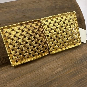 Vintage Talbot’s Square Gold Tone Nantucket Basket Weave Rope 2 pc Buckle NWT - Picture 1 of 9