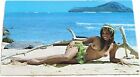 Carte postale fille topless hawaïenne des années 1970 Hawaii hula femme polynésienne carte pin-up 