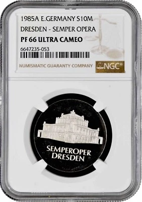 Germany - GDR 10 mark 1985, NGC PF66 UC, "Dresden - Semper Opera" silver coin - Image 1 of 2