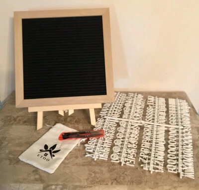 Black Felt Letter Board 10x10 Tear Cut Letters Easel includes stand cutter bag  - Image 1 of 4