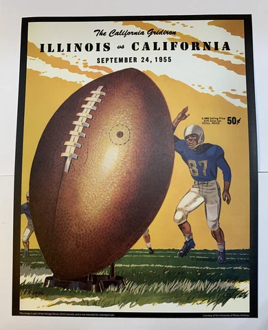 Illinois Fighting Illini California Football 1955 Program Poster Print 14” x 11” Cover
