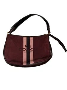 COACH Horse And Carriage Jacquard Sutton Oxblood Gold Crossbody - Picture 1 of 10