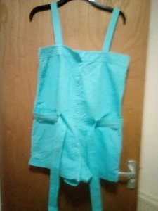 WOMENS/LADIES 'NEW LOOK' SKY BLUE SPRING/SUMMER LINEN SHORTS DUNGAREES UK 16 - Picture 1 of 3