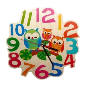 Wood Decoration Wall Clock Owls Bxlxh 9 21/32x1 9/16x9 21/32in New Zimmeruhr - Picture 1 of 1