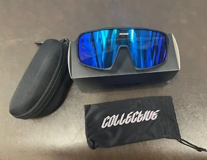 Collective Epsilon Sunglasses  Blue Mirrored Black Frame W/Box, Case And Bag BMX - Picture 1 of 2