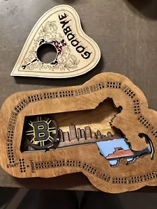 Handmade Massachusetts State Cribbage Board . Choose Your Favorite Team. - Picture 1 of 2