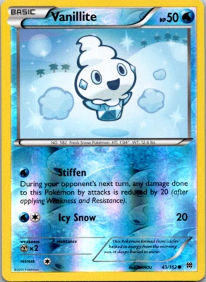 Vanillite 43/162 XY BREAKthrough Reverse Holo Common Pokemon Card Near Mint NM - Image 1 of 2