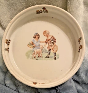 PLATO BEBÉ PORCELANA ALEMANIA VINTAGE CON NIÑA NIÑO - Imagen 1 de 12
