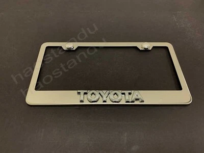 1xForToyota 3D Emblem STAINLESS STEEL License Plate Frame RUST FREE (L) - Image 1 of 2
