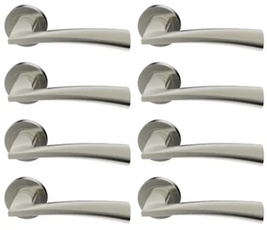 8 Pack of Twirl Lever on Rose Internal Door Handle Handles Set Satin Nickel - Picture 1 of 12
