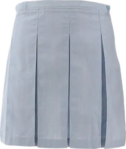Lands' End Box Pleat Skirt Top Knee Blue/White Houndstooth 12 NWOT (881) - Picture 1 of 4