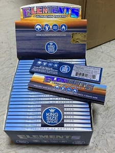 Sealed Box of 50 Packs ELEMENTS Full Size "KING SIZE WIDE" Rice Rolling Papers - Picture 1 of 5