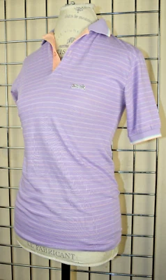 Top vintage Le TIGRE talla S/M años 70 lavanda melocotón pin cuello a rayas tigre blanco Foto 1 de 4