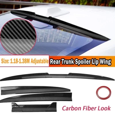 US For BMW 328i 335i  Rear Trunk Spoiler Lip Roof Tail Wing Carbon Look PU 135cm Foto 1 de 4