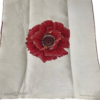 square by design Flower Woven Fabric Panel Embroidered Tapestry. Brand New. Tan - Image 1 of 4