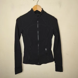 Lululemon Forme Jacke Größe 4 schwarz Luon Reißverschluss tailliert Stretch Daumenlöcher - Bild 1 von 8