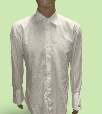 Camisa social branca masculina de luxo Brioni tamanho 16 1/2 - punhos franceses - Excelente - Imagem 1 de 4