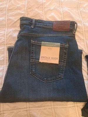 MARKS & SPENCER M & S MENS VINTAGE WASH STRAIGHT FIT JEANS - BLUE - W36 L33 - BNWT