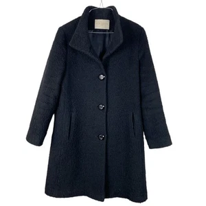 FLEURETTE  Stand Collar Lined Italian Wool Coat Black SZ.4 - Picture 1 of 11