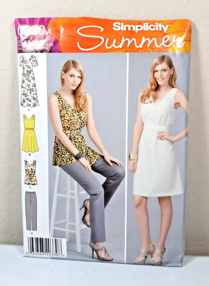 Simplicity Summer Pattern 0330 Miss Pullover Dresses Or Tunic & Pants Sz 4 To 26 - Image 1 of 3