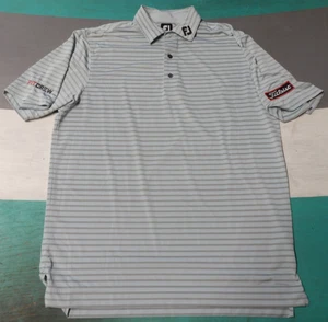 Camisa polo de golf Footjoy Titleist Tour Collection azul gris a rayas grande para hombre - Imagen 1 de 3
