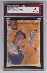 Ted Williams 1954 Topps Baseball Card 1 Grade KSA Auth - Picture 1 of 2