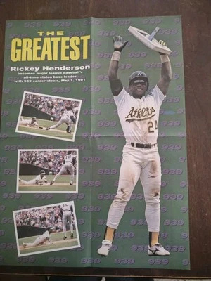1991 Rickey Henderson The Greatest Insert Poster/ Bowman Cards Topps Magazine  - Image 1 of 4