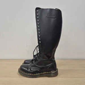 Dr. Martens 1420 kniehohe schwarze Glattleder 20 Löcher hohe Stiefel Größe UK 4 - Bild 1 von 11