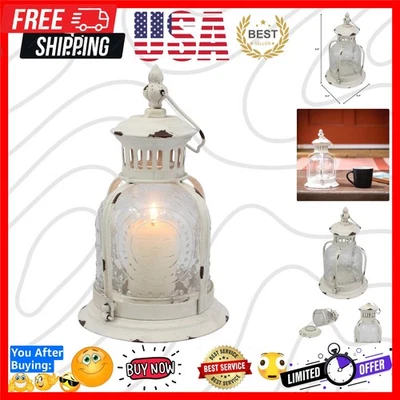 Antigua linterna de vela de metal blanco usada, usar como decoración para fiestas de cumpleaños... Foto 1 de 4