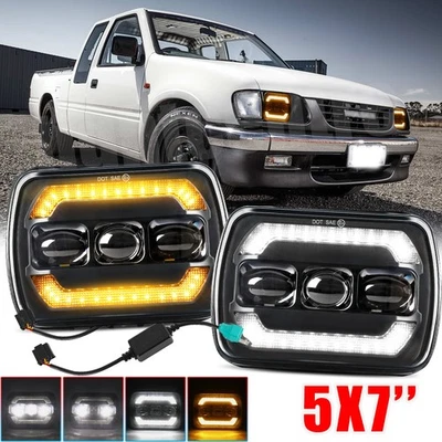 Pair 5x7" 7x6" LED Headlights DRL HI/LO w/Adapters For Holden Rodeo 1998-2003 - image 1 of 4
