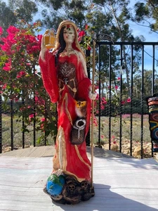 Santa Muerte Bendesida rote Encarnada - 22" Farbe Roja - Heiliger Tod Fix Eule - Bild 1 von 10