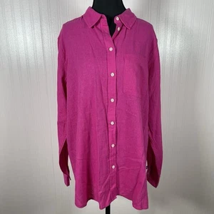 Gap Linen long sleeve women’s button up shirt large Pink Casual Blouse Office - Picture 1 of 7