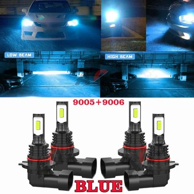 For Chevrolet Monte Carlo 1995-2005 4x blue LED Headlight 9005 9006 Hi-Low Beam - Image 1 of 4
