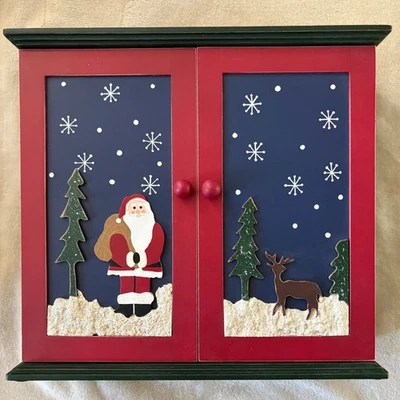 Christmas Santa ADVENT CALENDAR Cabinet 24 WOODEN BOX DRAWERS 10x11” - Image 1 of 4