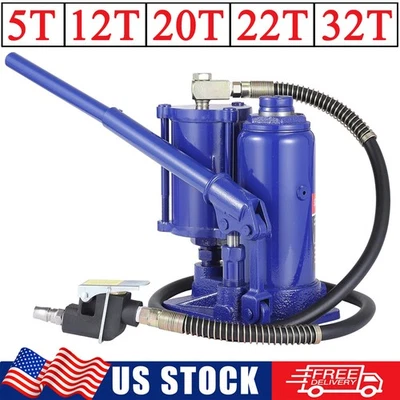 5/12/20/22/32T Pneumatic Air Hydraulic Bottle Jack Car Lift w/ Manual Hand Pump Foto 1 de 4