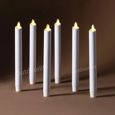 6 velas cónicas blancas sin llama Luminara que funcionan con baterías control remoto de 9,5" de alto Foto 1 de 4
