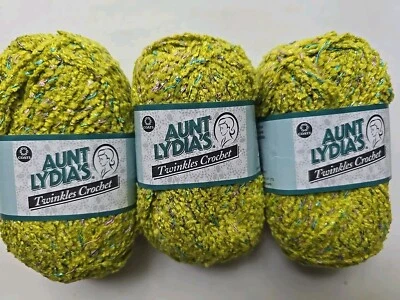 Aunt Lydia's Twinkles Crochet Lime Green w/ Metallic Yarn 3 Skeins  - Image 1 of 4