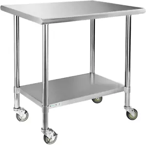 NSF Edelstahltisch mit Rollen, 30 x 18 Zoll Metall Prep & Work T - Bild 1 von 7