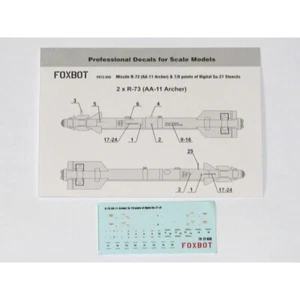 FOXBOT 72-050 1:72 Decals Soviet Missile R-73 AA-11 Archer & 7/8 of Digital Su27 - Picture 1 of 12