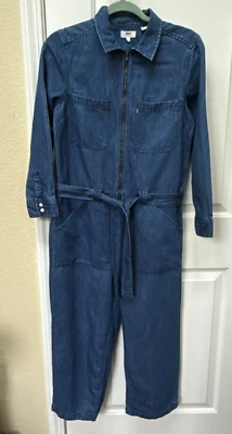 Mono Levi's Alix Pequeño Auténtico Azul Denim Algodón Lino Pierna Ancha Boho Y2K Foto 1 de 4