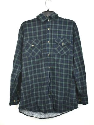 Alexander Del Rossa Mens Green Plaid Button Front Cotton Long Sleeve Flannel L - Image 1 of 4