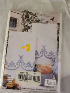 Tobin Stamped Embroidery Kitchen Towels Pair 17x30 Dynasty Kit - Picture 1 of 7