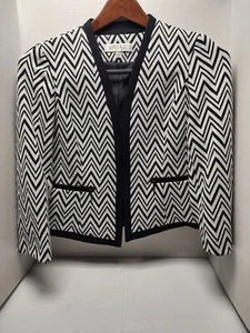 Kasper schwarz-weiß Damen Jacke Blazer gestreift Größe 2P - Bild 1 von 11