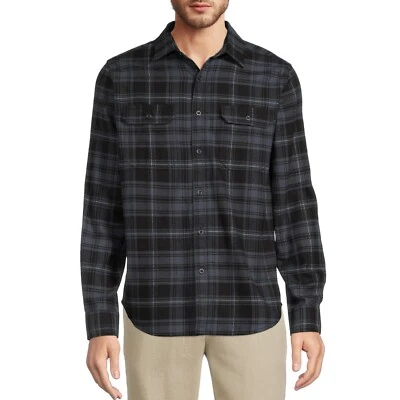 George Long Sleeve Super Soft Flannel Shirt-Black Soot Plaid-2XL  (50-52)-NWT - Image 1 of 2
